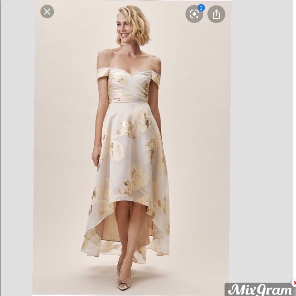Aidan Mattox Womens Metallic Floral Cocktail Dress